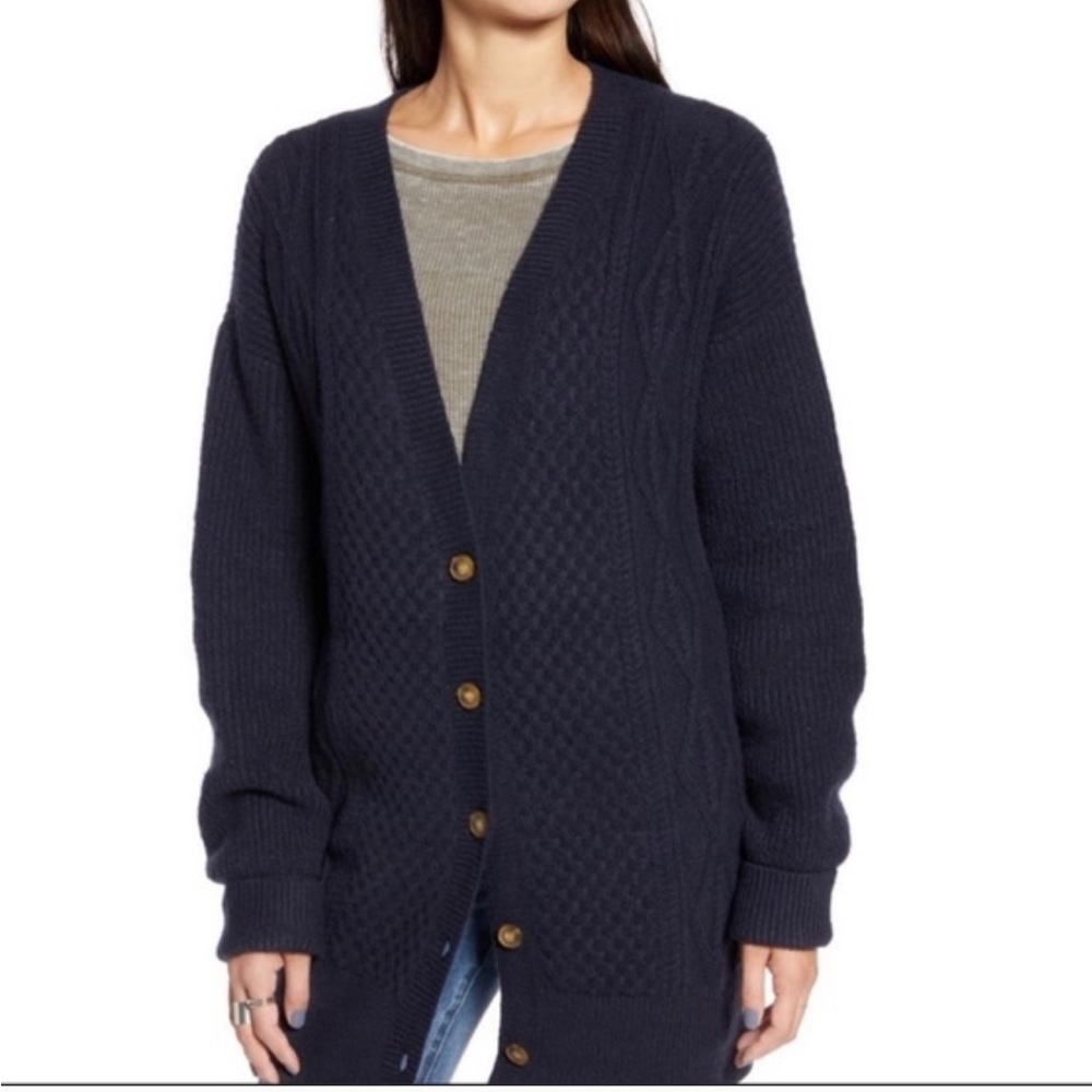 Treasure & Bond Nordstrom Navy Night Cable Knit Cardigan size XS/S